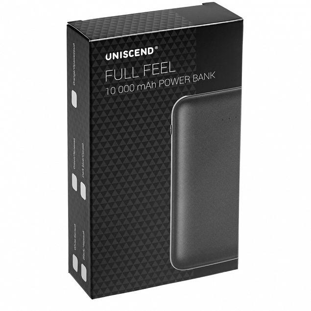 Внешний аккумулятор Uniscend Full Feel 10000 mAh, черный с логотипом в Люберцах заказать по выгодной цене в кибермаркете AvroraStore