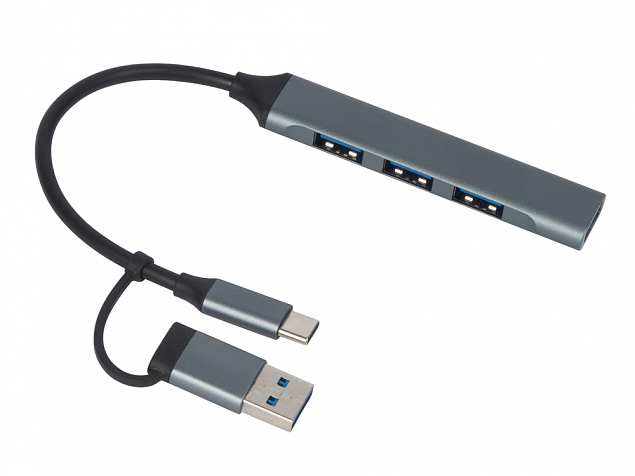 USB-хаб «Link» с коннектором 2-в-1 USB-C и USB-A, 2.0/3.0 с логотипом в Люберцах заказать по выгодной цене в кибермаркете AvroraStore