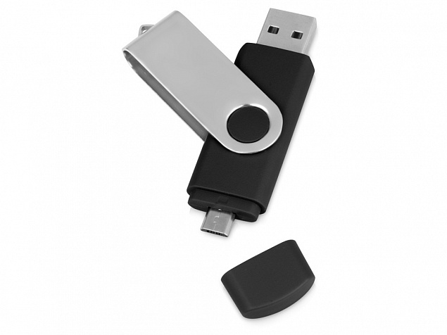 USB/micro USB-флешка на 16 Гб «Квебек OTG» с логотипом в Люберцах заказать по выгодной цене в кибермаркете AvroraStore