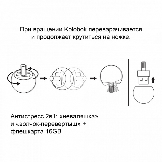 Флеш-карта "Kolobok" 16 Гб с логотипом в Люберцах заказать по выгодной цене в кибермаркете AvroraStore