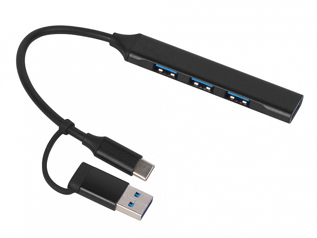 USB-хаб «Link» с коннектором 2-в-1 USB-C и USB-A, 2.0/3.0 с логотипом в Люберцах заказать по выгодной цене в кибермаркете AvroraStore