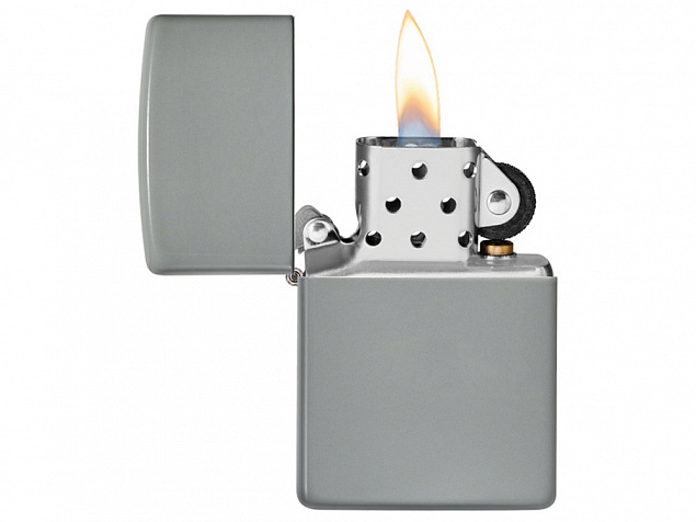 Зажигалка ZIPPO Classic с покрытием Flat Grey с логотипом в Люберцах заказать по выгодной цене в кибермаркете AvroraStore