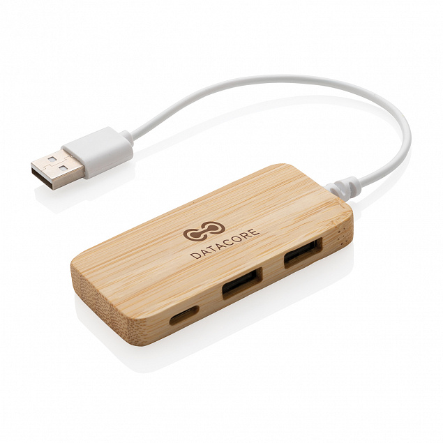 USB-хаб Bamboo с Type-C с логотипом в Люберцах заказать по выгодной цене в кибермаркете AvroraStore