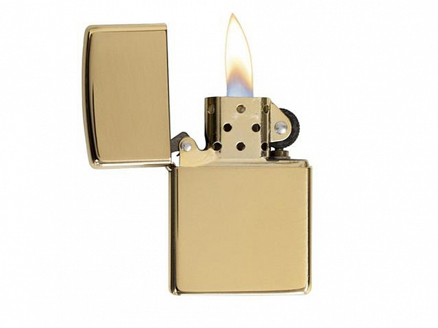 Зажигалка ZIPPO Classic с покрытием High Polish Brass с логотипом в Люберцах заказать по выгодной цене в кибермаркете AvroraStore