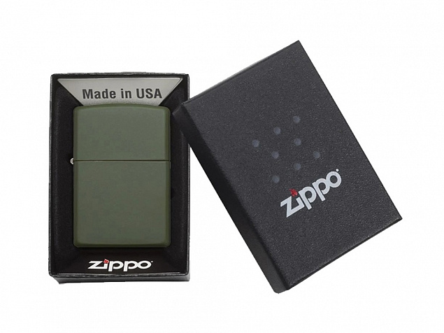 Зажигалка ZIPPO Classic с покрытием Green Matte с логотипом в Люберцах заказать по выгодной цене в кибермаркете AvroraStore