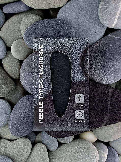 Флешка Pebble Type-C, USB 3.0, черная, 16 Гб с логотипом в Люберцах заказать по выгодной цене в кибермаркете AvroraStore