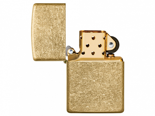 Зажигалка ZIPPO Classic с покрытием Tumbled Brass с логотипом в Люберцах заказать по выгодной цене в кибермаркете AvroraStore