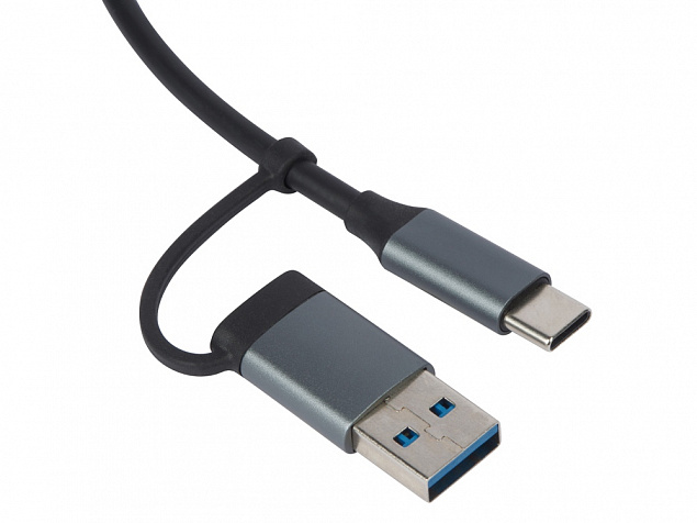 USB-хаб «Link» с коннектором 2-в-1 USB-C и USB-A, 2.0/3.0 с логотипом в Люберцах заказать по выгодной цене в кибермаркете AvroraStore