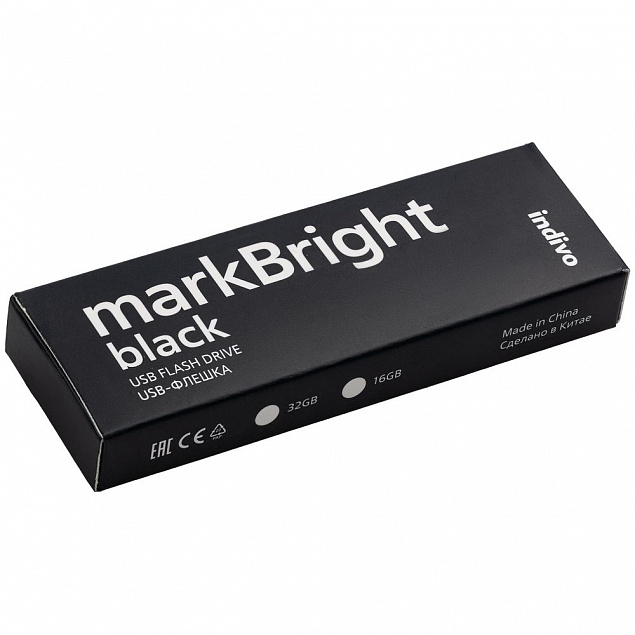 Флешка markBright Black с белой подсветкой, 32 Гб с логотипом в Люберцах заказать по выгодной цене в кибермаркете AvroraStore