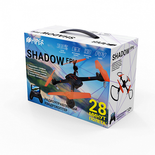 Квадрокоптер радиоуправляемый HIPER SHADOW FPV, черный с оранжевым с логотипом в Люберцах заказать по выгодной цене в кибермаркете AvroraStore