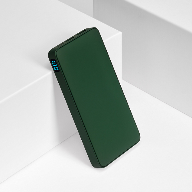 Внешний аккумулятор с подсветкой Ancor Plus 10000 mAh, зеленый с логотипом в Люберцах заказать по выгодной цене в кибермаркете AvroraStore