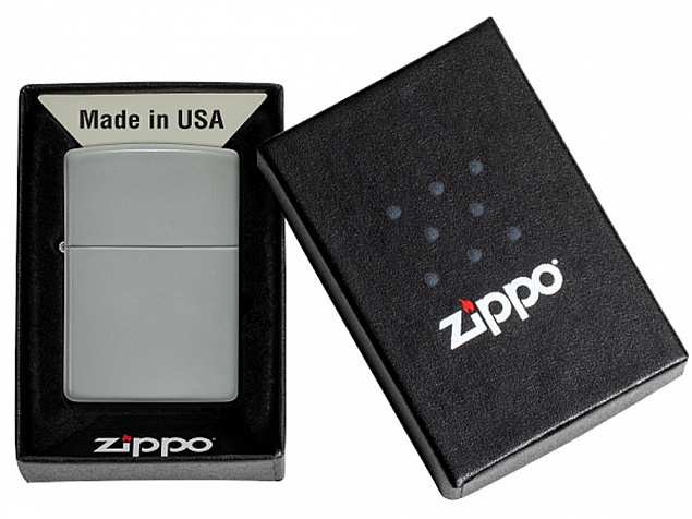 Зажигалка ZIPPO Classic с покрытием Flat Grey с логотипом в Люберцах заказать по выгодной цене в кибермаркете AvroraStore