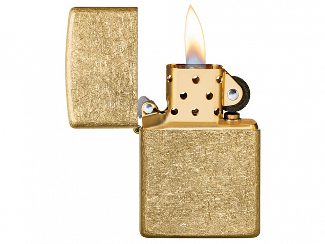 Зажигалка ZIPPO Classic с покрытием Tumbled Brass с логотипом в Люберцах заказать по выгодной цене в кибермаркете AvroraStore