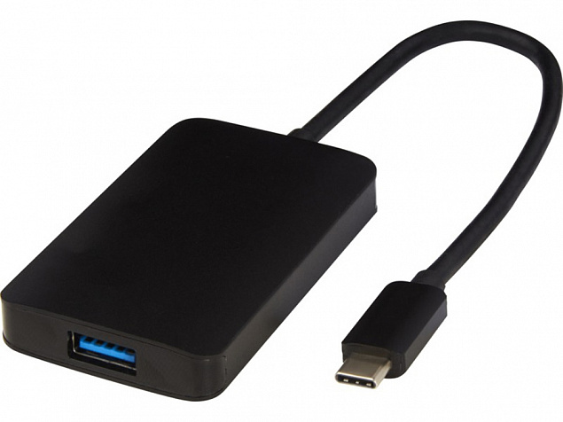 ADAPT Алюминиевый мультимедийный переходник Type-C (USB-A/Type-C/HDMI), черный с логотипом в Люберцах заказать по выгодной цене в кибермаркете AvroraStore