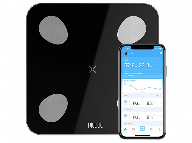 Умные диагностические весы Picooc Mini Lite Black (6924917717469), черный с логотипом в Люберцах заказать по выгодной цене в кибермаркете AvroraStore