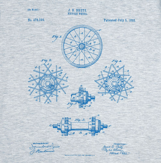 Футболка приталенная Old Patents. Wheel, голубой меланж с логотипом в Люберцах заказать по выгодной цене в кибермаркете AvroraStore