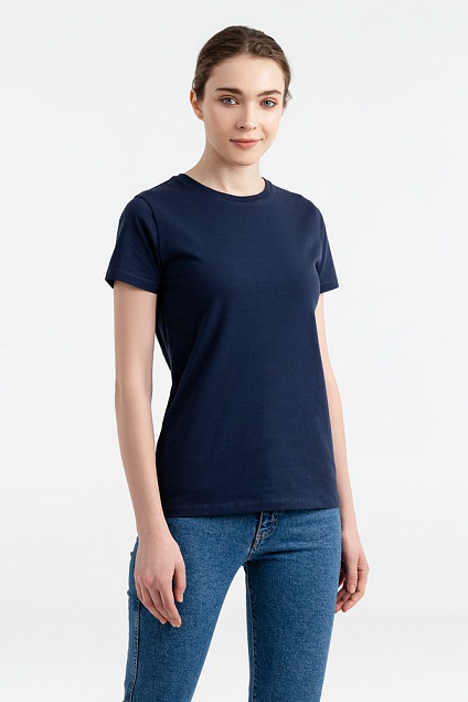 Футболка женская T-bolka Stretch Light Lady, темно-синяя (navy) с логотипом в Люберцах заказать по выгодной цене в кибермаркете AvroraStore