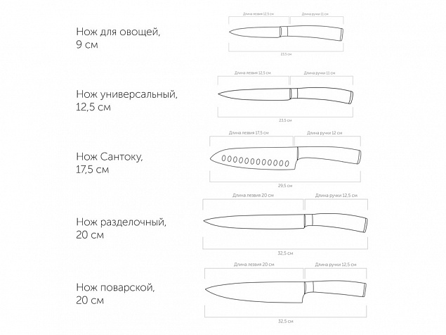 Набор из 5 кухонных ножей и блока для ножей с ножеточкой «DANA» с логотипом в Люберцах заказать по выгодной цене в кибермаркете AvroraStore