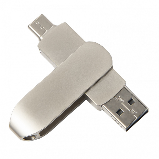 USB flash-карта CIRCLE OTG Type-C (8Гб), серебристая, 6,5х1,5х0,82 см, металл с логотипом в Люберцах заказать по выгодной цене в кибермаркете AvroraStore