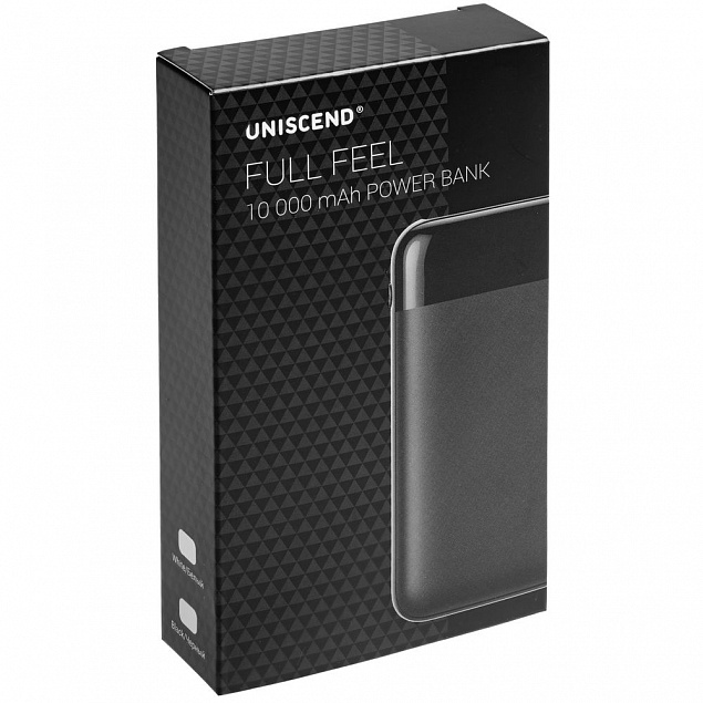 Внешний аккумулятор Uniscend Full Feel 10000 mAh с индикатором заряда, черный с логотипом в Люберцах заказать по выгодной цене в кибермаркете AvroraStore