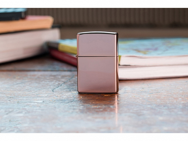 Зажигалка ZIPPO Classic с покрытием High Polish Rose Gold с логотипом в Люберцах заказать по выгодной цене в кибермаркете AvroraStore