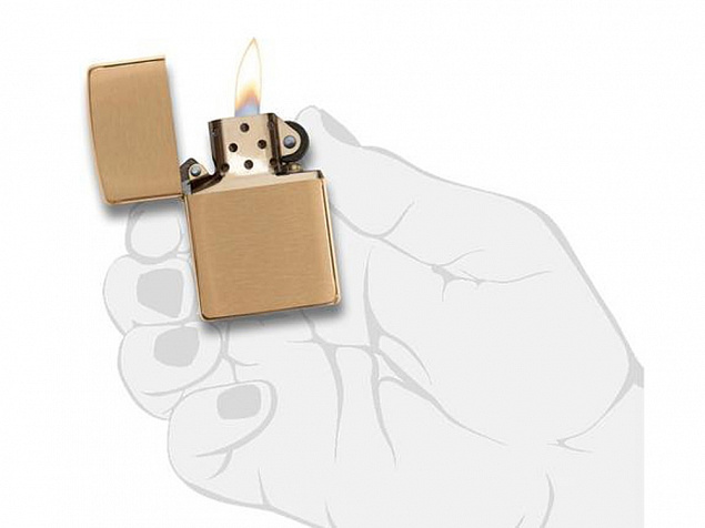 Зажигалка ZIPPO с покрытием Brushed Brass с логотипом в Люберцах заказать по выгодной цене в кибермаркете AvroraStore