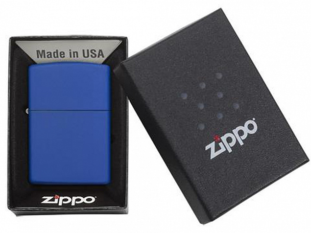 Зажигалка ZIPPO Classic с покрытием Royal Blue Matte с логотипом в Люберцах заказать по выгодной цене в кибермаркете AvroraStore