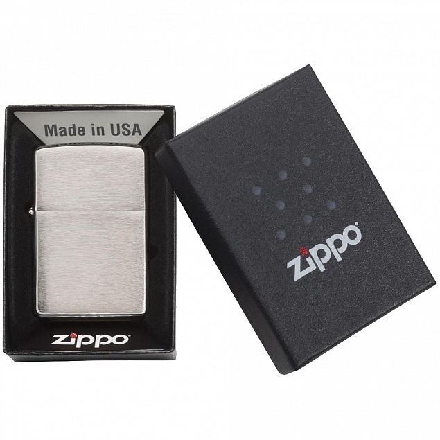 Зажигалка Zippo Classic Brushed, серебристая с логотипом в Люберцах заказать по выгодной цене в кибермаркете AvroraStore