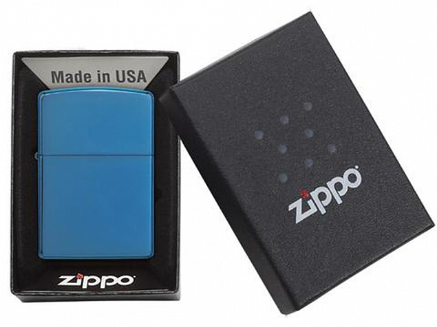 Зажигалка ZIPPO Classic с покрытием Sapphire™ с логотипом в Люберцах заказать по выгодной цене в кибермаркете AvroraStore